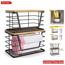 2 Pack Stackable Kitchen &amp; Laundry Organizers with Bamboo Top - Rust Res... - $51.43