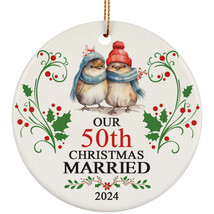 Our 50th Years Christmas Married Ornament Gift 50 Anniversary With Bird Couple - £11.83 GBP