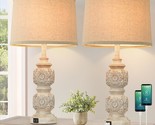 Farmhouse Table Lamps Set Of 2, 26 Tall Nightstand Lamps With Usb Ports,... - $143.99