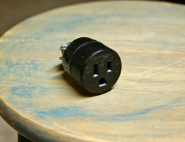 3-wire outlet w/Cord Clamp-Grounded Electrical Socket Plug Vintage - $4.90