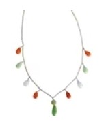Sterling Silver Artisan Jade Drops Necklace - £139.44 GBP
