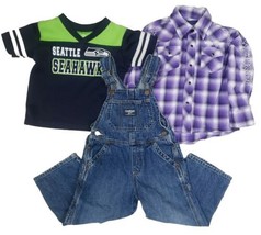Little Boy 3T Clothes Lot Osh Kosh Overalls Wrangler Seahawks Jersey Swi... - $26.44