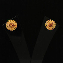 22cts Stamp Gold 1.6cm English Lock Earrings Cousin Wife Gift Girls&#39; Jewelry - £445.58 GBP