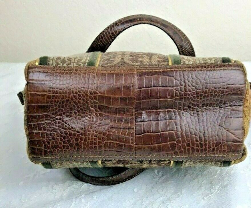 Fossil Tapestry & Leather Crossbody Bag 7" x 9" x 3.5" Vintage Item image 5