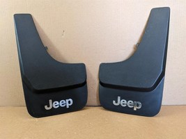 OEM Genuine Set Of LH &amp; RH Jeep Splash Guards Mud Flaps Black W/ Silver ... - $39.59