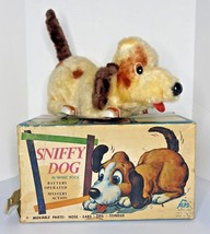 Vintage 1960&#39;s Sniffy Dog Tin Battery Opperated Moving Dog Toy With Box SKU U11 - £110.26 GBP