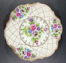 ARCO Fine Quality China 8&quot; Plate Floral with Gold Net and Trim Display Dish - $16.14