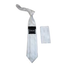 Men's Stacy Adams Tie and Hankie Set Fancy Woven Silky Satin #SAT91 White image 2