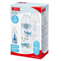 NUK Temperature Control 300ml Baby Bottle 6-18 Months Twin Pack Assorted - £74.63 GBP