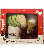 Pet Shoppe 4 Piece Christmas Gift Set - 2 Plush Dog Puppy Toys &amp; Bowtie ... - £11.01 GBP