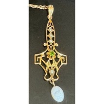 Victorian Yellow Gold Seedpearls And Fresh Pearl Necklace Pendant Sky - £175.03 GBP