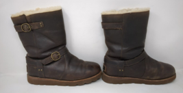 UGG Australia Noira Waterproof Shearling Boot Women size 8 Brown Leather... - £27.66 GBP