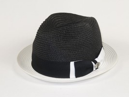 Men's Bently Semi Crushable Fedora Briad Straw Hat Enzo EN200 Black/White image 5