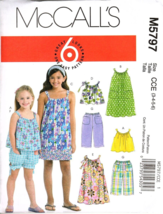 McCalls M5797 Girls 3 to 6 Top, Shorts, Pants and Dress Uncut Sewing Pattern - £7.54 GBP