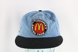 NOS Vtg 90s NASCAR McDonalds Bill Elliott Spell Out Denim Strapback Hat Blue - £38.72 GBP