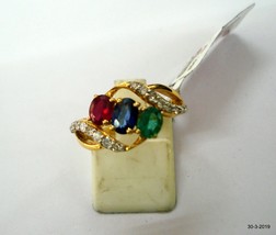 Gold Ring Diamond Gemstone Ring Ruby Emerald Sapphire Gemstone Ring - £779.00 GBP