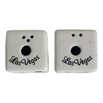 ROLL THOSE DICE in Las Vegas Salt &amp; Pepper Shakers Taiwan Vintage White ... - £14.39 GBP