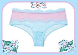L  Blue Orchid Scallop Floral Lace Mesh Very Sexy Cheeky Victorias Secret Panty - £10.41 GBP