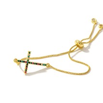 Yup Cross Ethnic Women High Quality Color Zirconia Bangle Gold Bracelet Charm Mi - £8.80 GBP