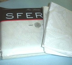 Sferra Tasso Queen White Duvet Cover Shams 4 PC Egyptian Cotton Sateen Italy New - £287.02 GBP