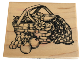 PSX Rubber Stamp Picnic Basket Food Grapes Daisy Summer Hike Card Making F-2211 - £3.74 GBP