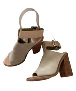 Marc Fisher Vashi Beige Suede Buckle Peep Toe Block Heel Sandals Size 5.5 - $50.00