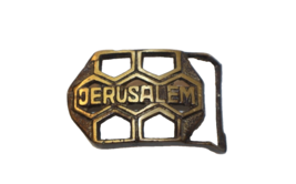 Cool Vintage 1970s JERUSALEM Brass Buckle Holy Land Israel - £7.44 GBP