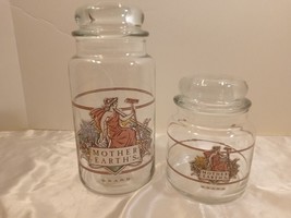 2- Vintage Anchor Hocking Mother Earth&#39;s Brand Domed Glass Canisters/Sto... - $31.68