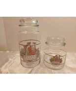 2- Vintage Anchor Hocking Mother Earth&#39;s Brand Domed Glass Canisters/Sto... - £25.03 GBP
