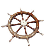 36&quot; Vintage Boat Ships Wheel Anchor &amp; Strips With Brass Handles Wall Decor - £108.49 GBP