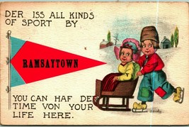 Dutch Comic Pennant All Kinds of Sport Ramsaytown Pennsylvania PA DB Postcard - £10.76 GBP