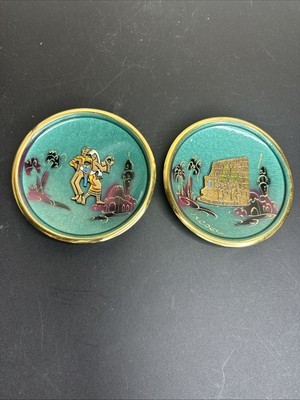 Vintage Judaica Wall Plaques Set Israel Wailing Wall Dancer Boho Decor - $35.99