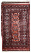 Handmade vintage Uzbek Bukhara distressed rug 2.4&#39; x 4.3&#39; (75cm x 132cm) 1960s - £411.12 GBP