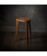 Walnut wood three legged stool - Flat seat - Handmade - Natural finish -... - $317.85 CAD
