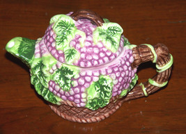 Tea Pot Decorative Ceramic Mini Tea Pot Teapot Grapes Clusters and Vines... - $23.00