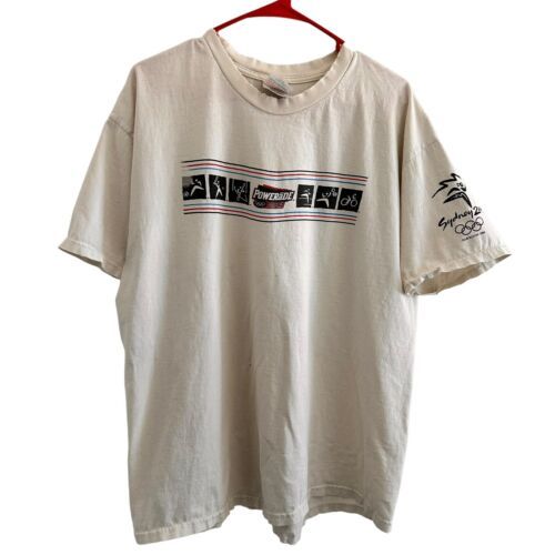Vtg Olympic Games Sydney 2000 Powerade Ad Size XL Short Sleeve White Tee... - $38.00