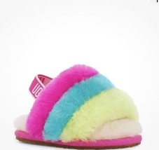 UGG Girls Fluff Slippers Girls 12 Rainbow Colors Sherpa Slide On New - £33.46 GBP