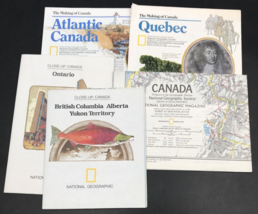 Lot of 5 Vintage Canada National Geographic Maps Quebec Atlantic Ontario Alberta - £7.70 GBP