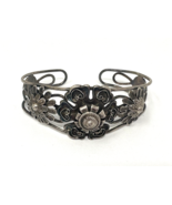 Vintage Sterling Silver Handcrafted Floral Cuff Bracelet, Fits M - $47.49