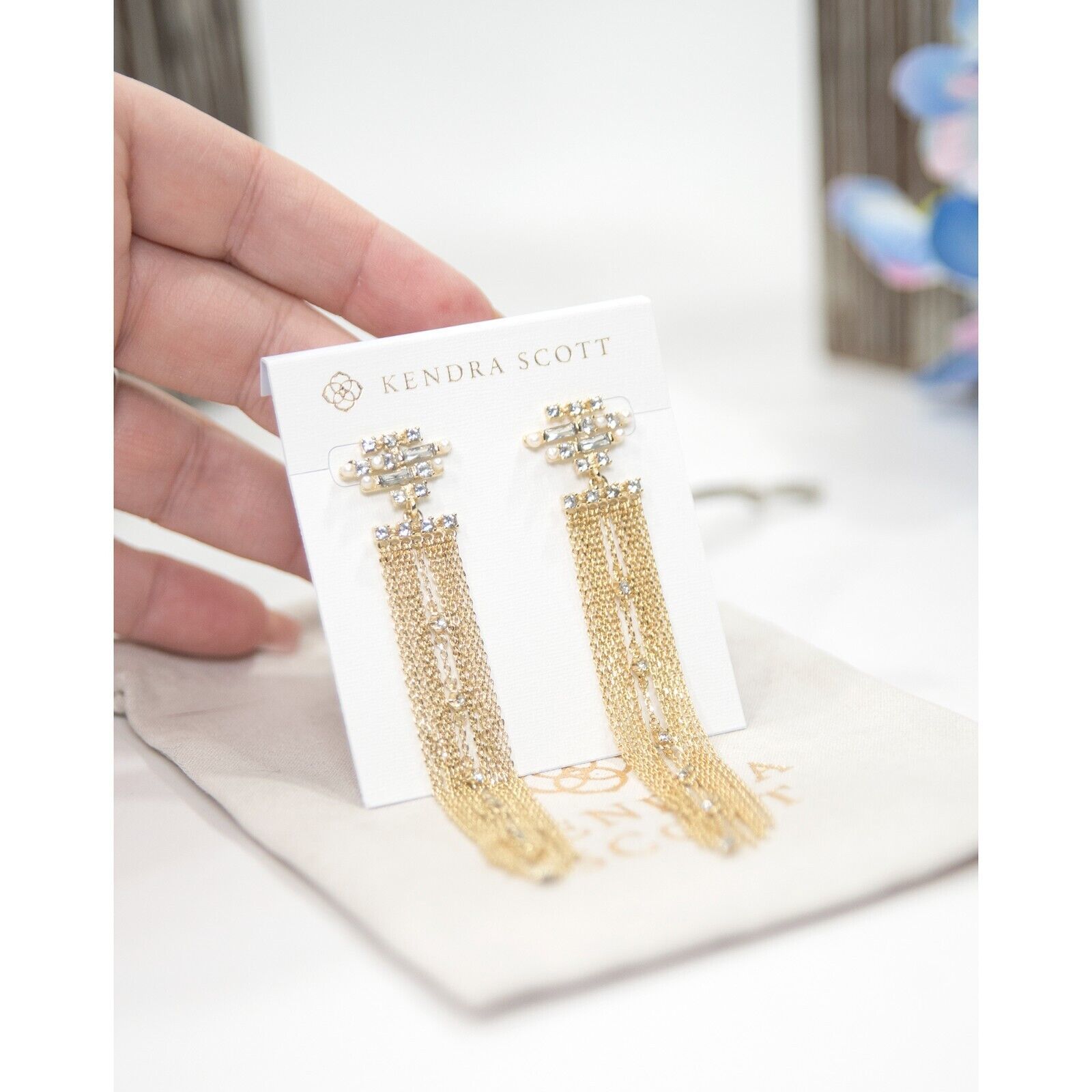 Kendra Scott Madelyn Pearl Fringe Drop Dangle Statement Earrings NWT - $123.26