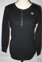 New Womens Designer True Religion Jeans Black Sweater Top NWT XS Henley Cashmere - £193.20 GBP