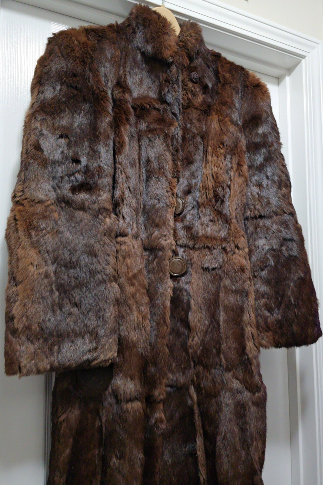 VTG Genuine Rabbit Fur Mid Length Coat Dark Brown Women’s Sz S NEEDS REPAIRS Item image 3