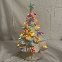 Vintage MCM 16&quot; White Nowells? Mold Ceramic Christmas Tree With Birds Working - £231.96 GBP