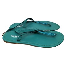 Old Navy Thong Sandals Women Size 7 Emerald Casual Rhinestones Side Buckle Flats - £14.72 GBP