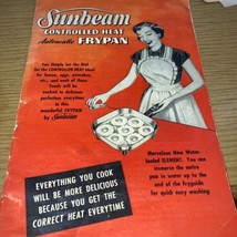 Vintage Sunbeam Controlled Heat Automatic Frypan Instruction Manual 1953 - $10.49