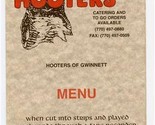 Hooters Menu 1999 Gwinnett Georgia Soon to be Relatively Famous - $21.78