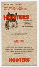Hooters Menu 1999 Gwinnett Georgia Soon to be Relatively Famous - £17.50 GBP