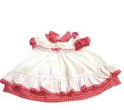 Polly Flinders Smocked Red White Gingham Dress 12 Months Vtg Little Girl... - $26.83