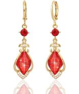 Ruby Dangle Chandelier Earrings | 18K Gold Plated CZ - $181.59 MXN