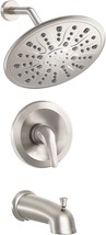 Brushed Nickel Embather Shower Faucet Set With Tub Spout, Dual Function Shower - £100.34 GBP